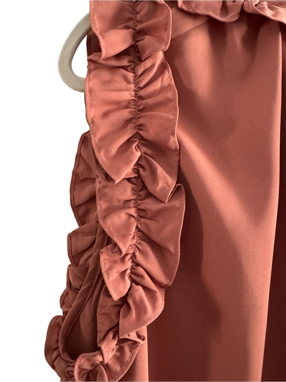 Entro Women’s Dusty Rose‎ Ruffle Sleeve Blouse Size L | Feminine Boho Preppy Top - Picture 3 of 8